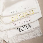 Gepersonaliseerde Kanten Bruids Lingerie Pyjama Outfit met Tekst en Datum Bruids Geschenk Huwelijksreis Outfit voor Bruiloft Vrouw Vrouw