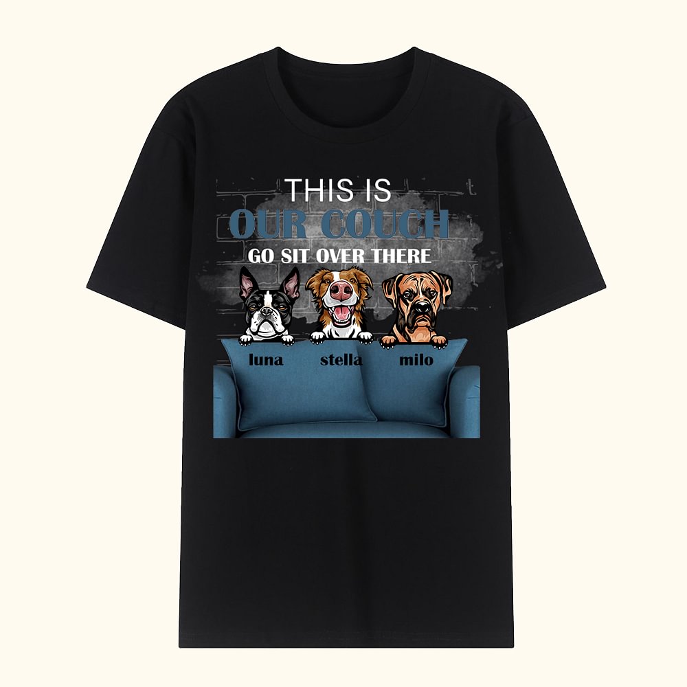 T-shirt unisexe avec noms personnalisé This is Our Couch Dog 100% Cotton Birthday Gift for Dog Lover Owner