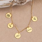 Personalized 1-5 Discs Charm Necklace with Name and Icon for Mother Daughter Best Sisters Pet Lovers Jewellery Gift