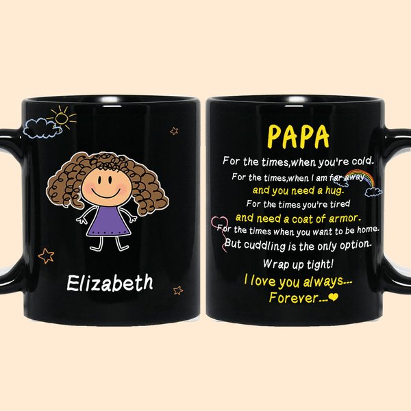 Personalized Hug Each Other We Love You Always Forever Black Ceramic Mug