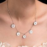 Personalized 1-5 Discs Charm Necklace with Name and Icon for Mother Daughter Best Sisters Pet Lovers Jewellery Gift