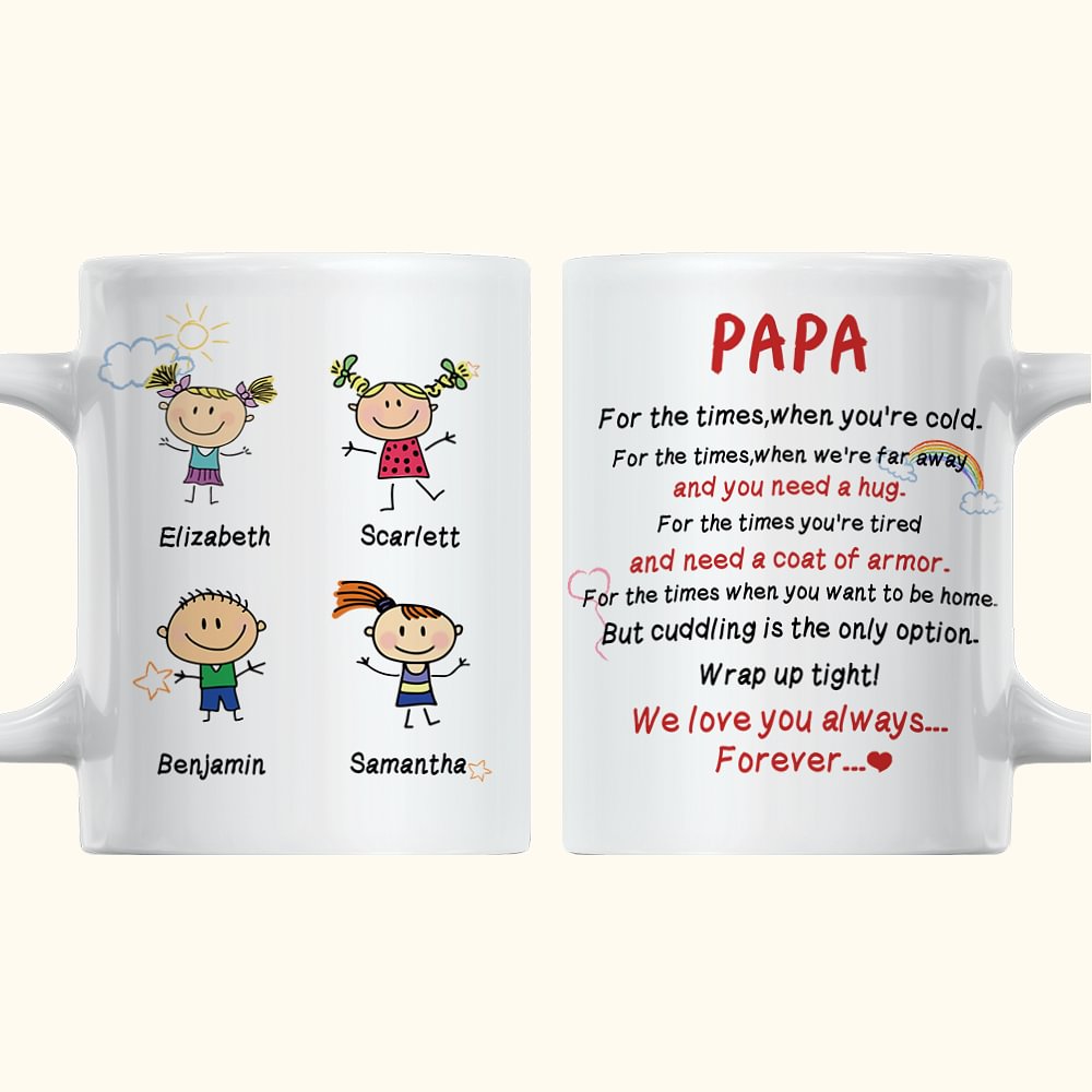 Mug personnalisé We Love You Always Forever Family Love Mug en céramique blanc et couleur intérieure Mug fête des pères Cadeau fête des mères