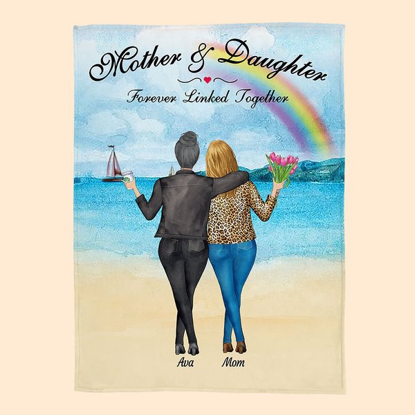Personalisierte Mutter und Tochter Forever Linked Together Decke Woman's Day