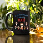 Personalized Best Father and Cute Kids Black Ceramic Mug with Names Anniversary Father’s Day Gift for Man