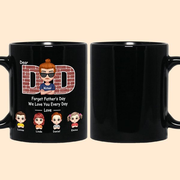 Taza de cerámica negra personalizada We Love Dad Every Day Regalo del Día del Padre para papá