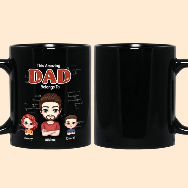 Tasse personnalisée en céramique noire pour la fête des pères Cadeau d'anniversaire pour homme