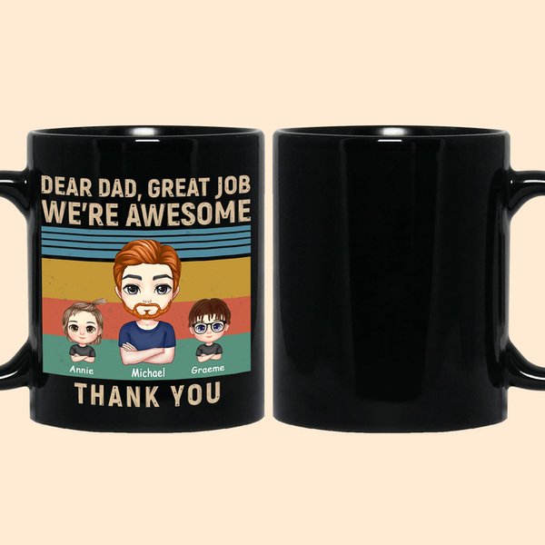 Taza de cerámica negra personalizada Dear Dad Awesome Thanks Kid Birthday Father's Day Gift for Man