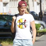 Personlig namnskjorta för softboll och baseboll för mamma till båda sporterna Kortärmad Casual Tee