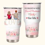Personalized Husband and Wife Travel Partners for Life 30oz Tumbler Gift for Wedding Birthday Couple