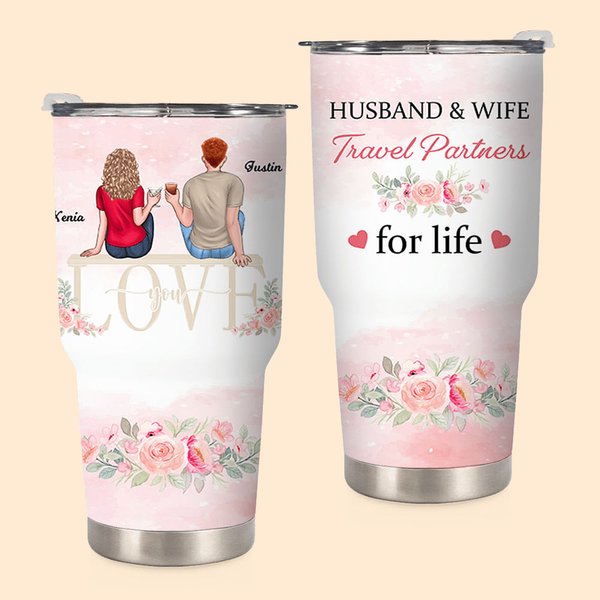 Henkilökohtainen aviomies ja vaimo Travel Partners for Life 30oz Tumbler lahja häät syntymäpäivä pari