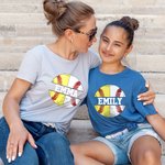 Personlig namnskjorta för softboll och baseboll för mamma till båda sporterna Kortärmad Casual Tee