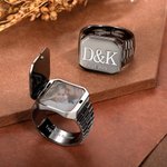 Personalized Engraved Monogramn Men's Locket Watchband Ring with Photo Memorial Birthday Father's Day Gift for Him