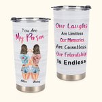 Gepersonaliseerde Bestie Quote Onze Lachen Zijn Grenzeloos Onze Herinneringen Zijn Ontelbaar 20oz Tumbler Verjaardag voor Warme en Koude Dranken