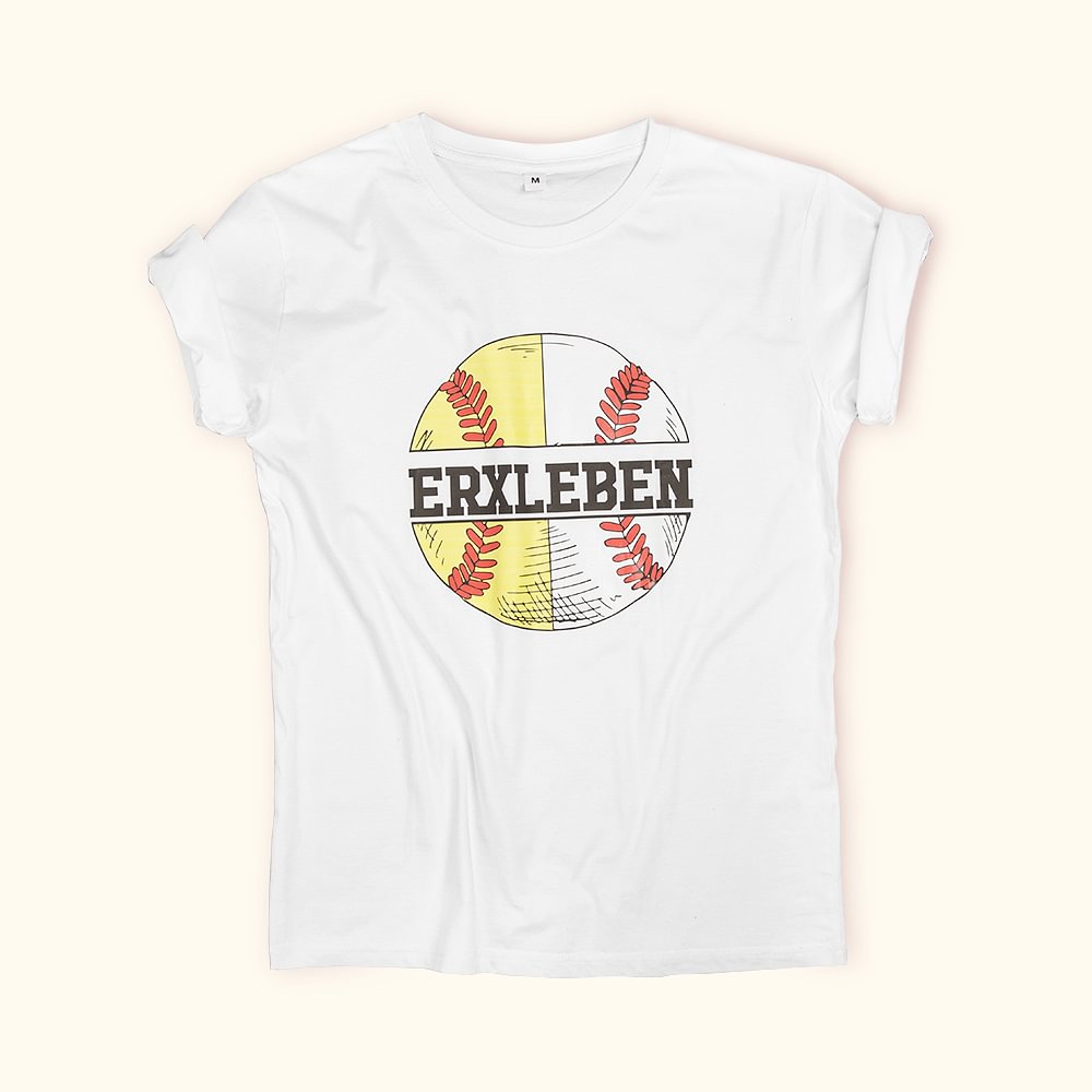 T-Shirt Personnalisé avec Nom Motif Balle Molle et Baseball T-Shirt de Sport Cadeau pour Mère Femme