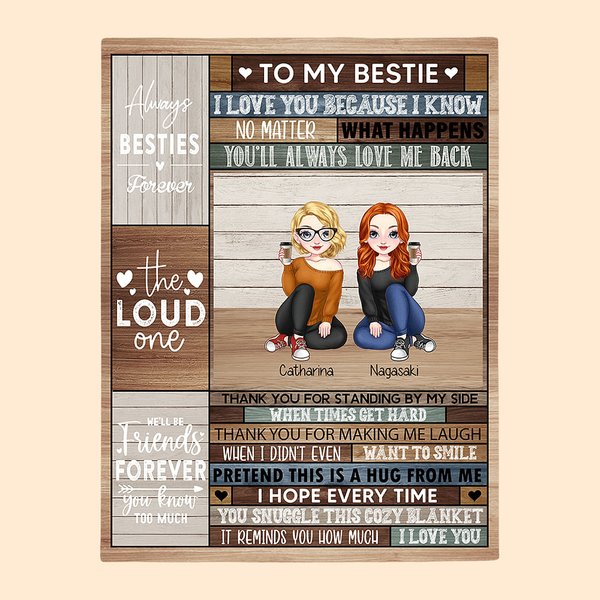 Personalisierte immer Besties Cooles Mädchen Gute Freunde sitzen zusammen Decke für Geburtstag Geschenk Jahrestag Geschenk