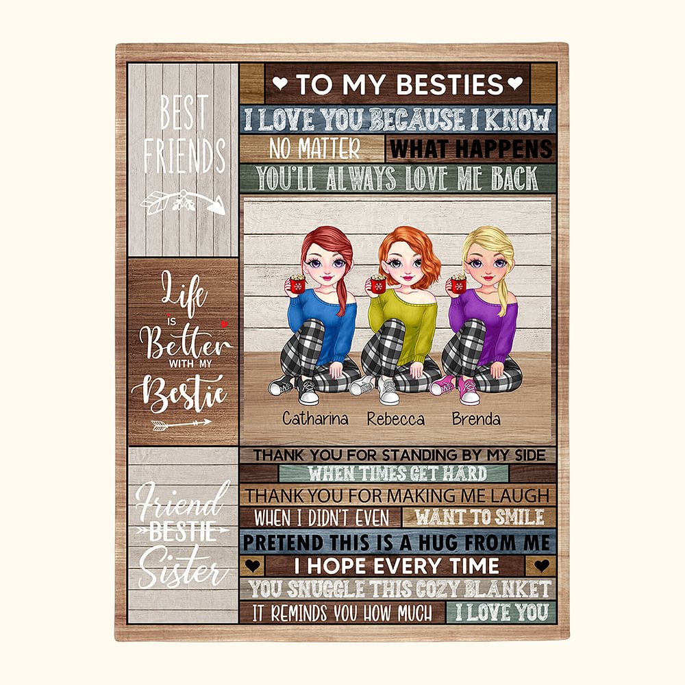 Couverture personnalisée pour les meilleures amies, I Love You Fashion Girl Cheer Drink Blanket
