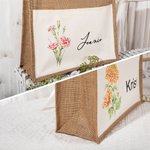Sac de Plage en Lin Personnalisé avec Nom et Fleur de Naissance Cadeau Anniversaire Mariage pour Femme