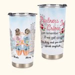 Personalised Bestie Quote Partners in Crime If We Get Caught You're Deaf I Don't Speak English 20oz Tumbler for Hot and Cold Drinks Friend Gifts