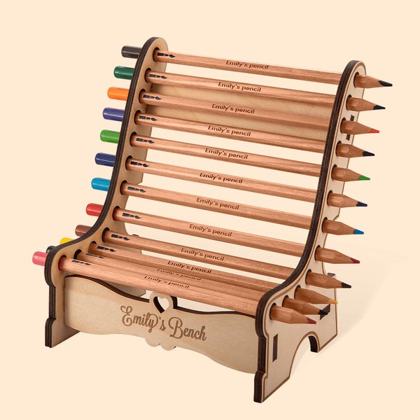 Personalized Coloring Pencils With a Bench Room Decorating Gifts for Kids