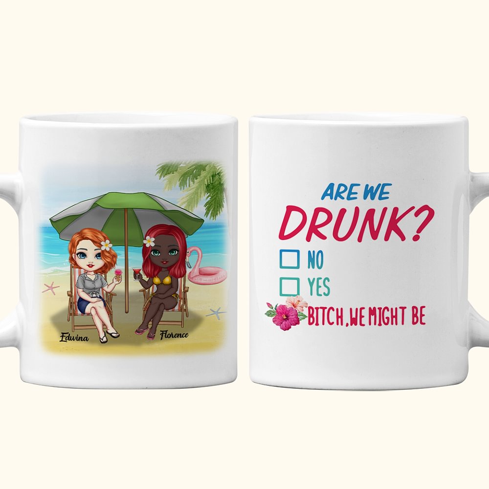 Tasse à café personnalisée Bestie Quotes Summer Sisters Drunk Beach Vocation White Ceramic Mug