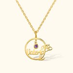 Collier Prénom Fête des Mères Personnalisé avec Fleur et Pierre de Naissance Bijoux en Argent Sterling Cadeau Anniversaire Fête pour Femme