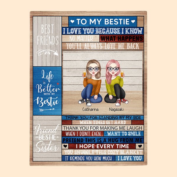 Best Friends Sitting Together Blanket for Birthday