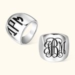 Monogramme Personnalisé Monogramme Dome Cigar Band Ring with Engraved Initials Statement Jewelry Birthday Mother's Day Gift for Women