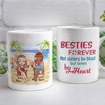 Personalized Bestie Quotes Sisters by Heart Forever Vocation Beach White Ceramic Mug Anniversaries C-type Handle