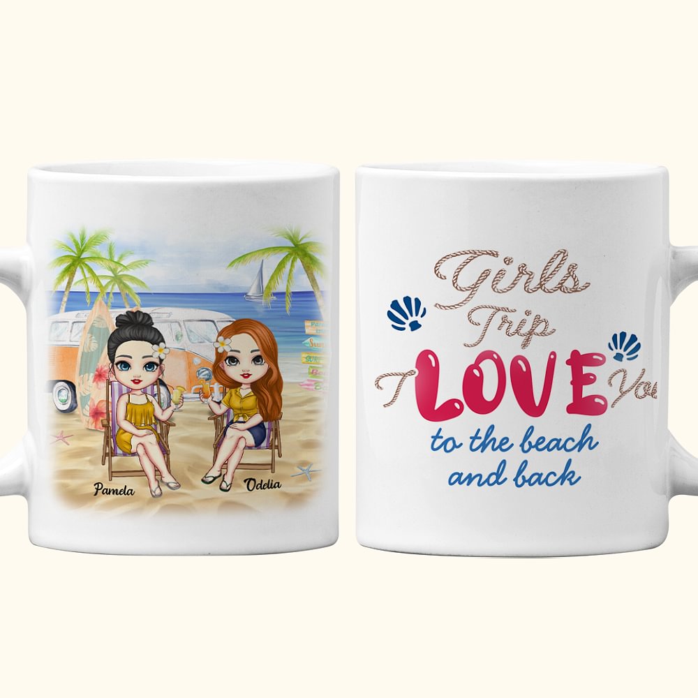 Personnalisé Bestie Quotes Girls Trip Love Each Other Beach Vocation Summer White Ceramic Mug Holidays C-type Handle
