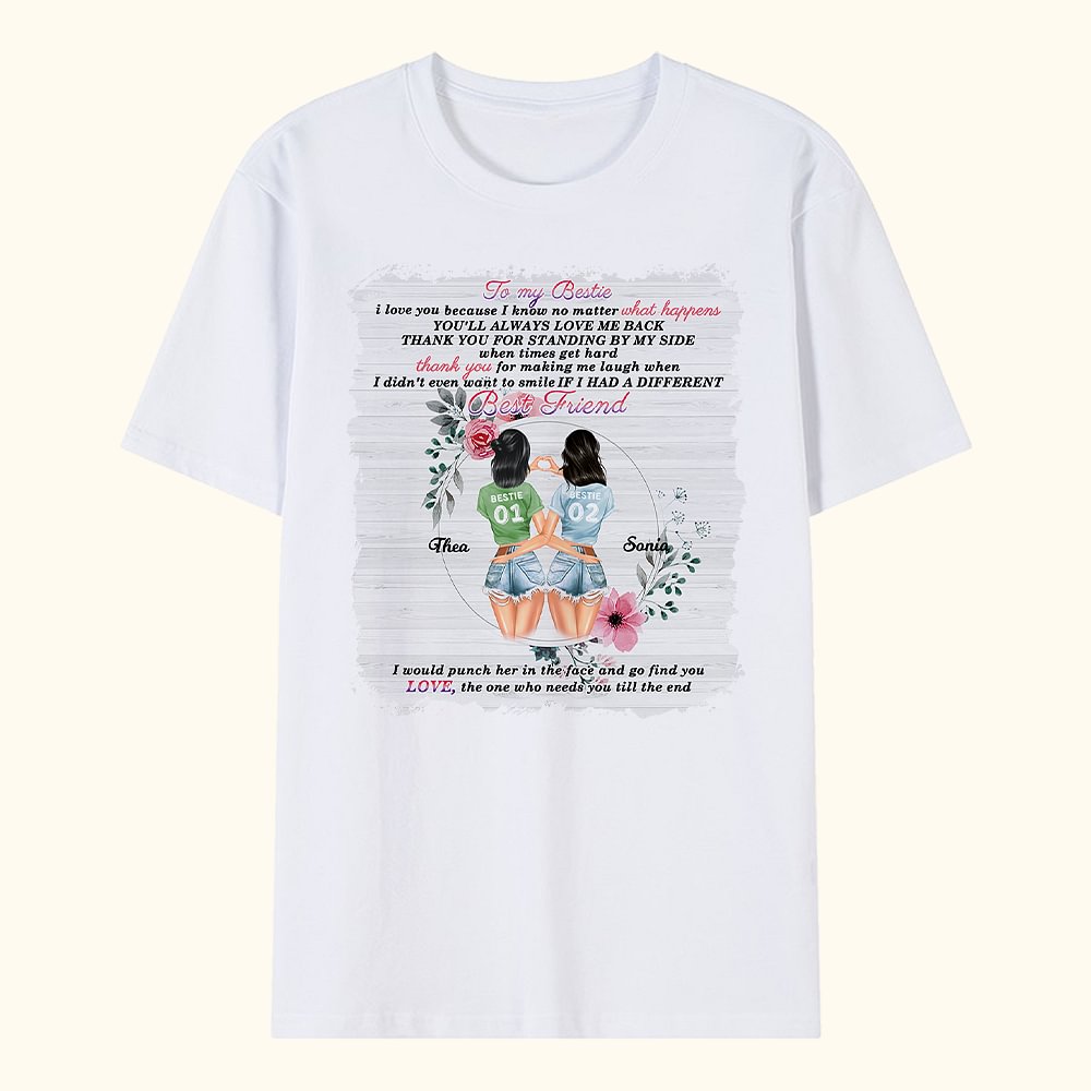 Personnalisé à ma Bestie Merci Meilleur Ami Citations BestieT-shirt pour Bestie Cadeaux Amitié Anniversaire Cadeau Longue Distance