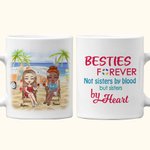 Personalized Bestie Quotes Sisters by Heart Forever Vocation Beach White Ceramic Mug Anniversaries C-type Handle