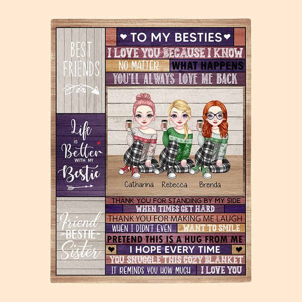 Personalizado Mejores Amigos La vida es mejor con Besties Buenos Amigos Sentados Juntos Manta Aniversario Regalo Cama