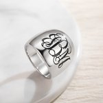 Monogramme Personnalisé Monogramme Dome Cigar Band Ring with Engraved Initials Statement Jewelry Birthday Mother's Day Gift for Women