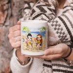 Personalisierte Bestie Zitate Mädchen Reise Liebe einander Strand Berufung Sommer weißer Keramik-Becher Urlaub C-Typ Griff