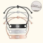 Personalised Medical ID Adjustable Bracelet Engraved with Name Emergency Survival Wristband for Women Men