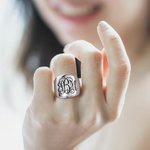 Monogramme Personnalisé Monogramme Dome Cigar Band Ring with Engraved Initials Statement Jewelry Birthday Mother's Day Gift for Women