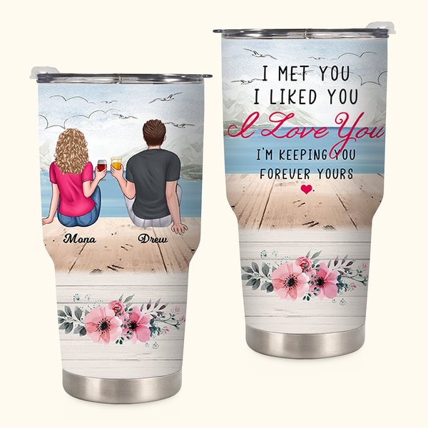 I Love You Wedding Vows Couple Honeymoon Beach Trip Tumbler 30oz Tumbler Cadeau Saint Valentin personnalisé