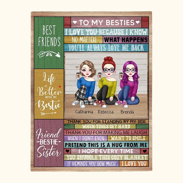 Personnalisé Amis Besties Sisters Celebrate Friendship Drink Blanket Birthday Gifts Anniversary Gifts Best Friends Gifts