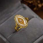 Personalized Natural Mother of Pearl Base Lace Vintage Style Adjustable Ring with Birthstone