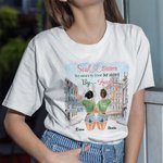 Personalized Not Sisters by Blood but Sisters by Heart Street Bestie Quotes T-shirt  Gifts for Women Friends Daily Wear