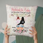 Henkilökohtainen Partners in Crime Muista vain, jos jäämme kiinni olen kuuro ja et puhu englantia heittää tyynynpäällinen Besties lahja Home Decoration