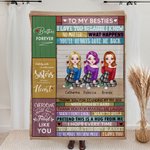 Manta personalizada Besties Forever Cool Girl Soul Sisters To My Bestie Regalos de Navidad Regalos de inspiración