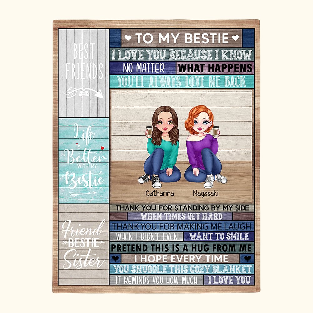 Personalizzato Best Friends Always Love Me Back Soul Sisters Coperta Giorno del Ringraziamento Regali Casa Letto Decorazione