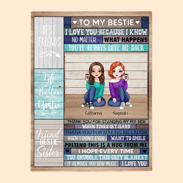 Personalized Best Friends Always Love Me Back Soul Sisters Blanket Thanksgiving Day Gifts Home Bed Decoration