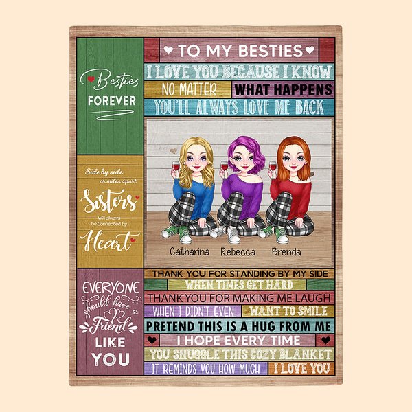 Manta personalizada Besties Forever Cool Girl Soul Sisters To My Bestie Regalos de Navidad Regalos de inspiración