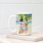 Gepersonaliseerde niet zusters door bloed, maar zusters door hart kokosnoot boom wit keramische koffiemok afstuderen verjaardagscadeau voor Besties