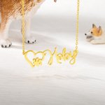 Personalisierte Sterling Silber Herz Hund Katze Pfote Halskette mit Namen für Tierliebhaber