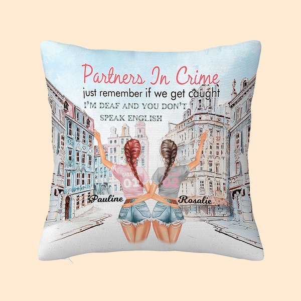 Partners in Crime Funny Throw Pillow Cover