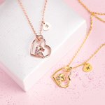 Personalizado colorido collar de corazón de unicornio con el encanto inicial para los amantes del unicornio Cumpleaños Graduación Niña Joyería Regalo