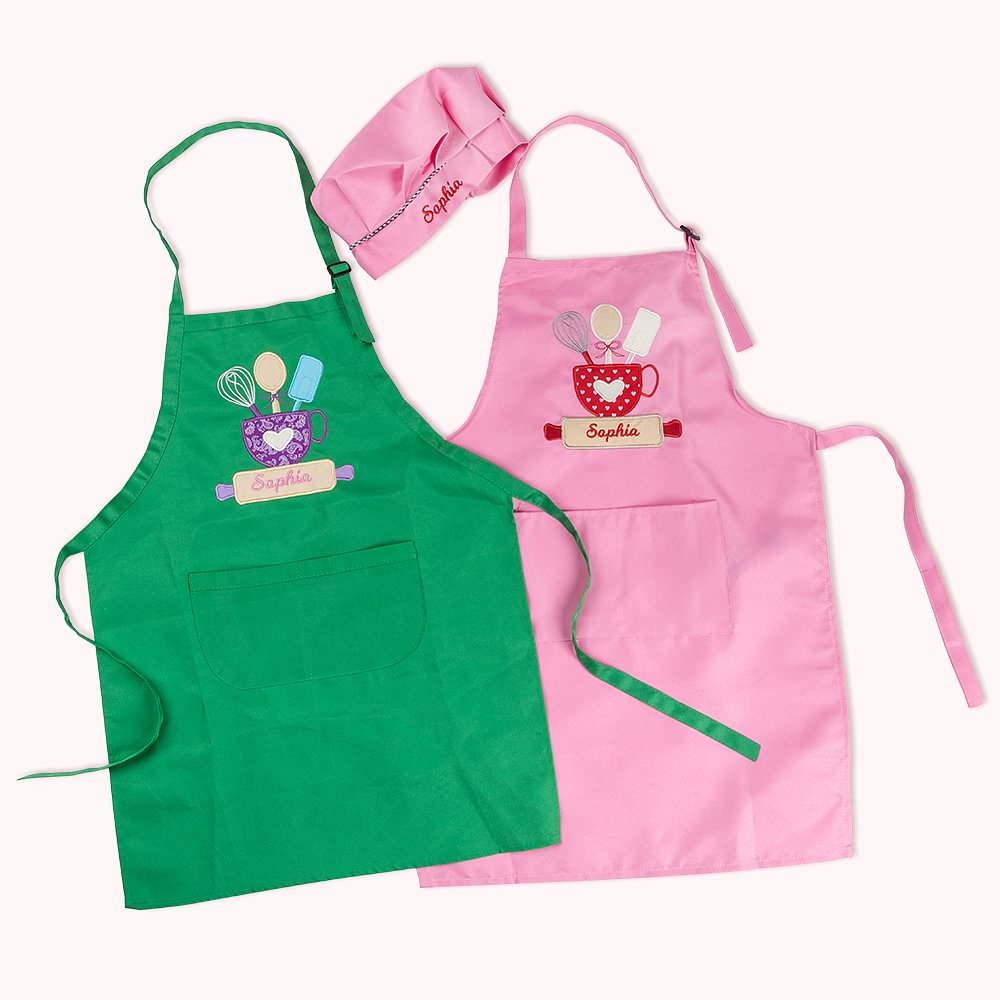 Personalized Children Apron Embroidered Kids Apron Chef Hat Set With personalized-children-apron-embroidered-kids-apron-chef-hat-set-with